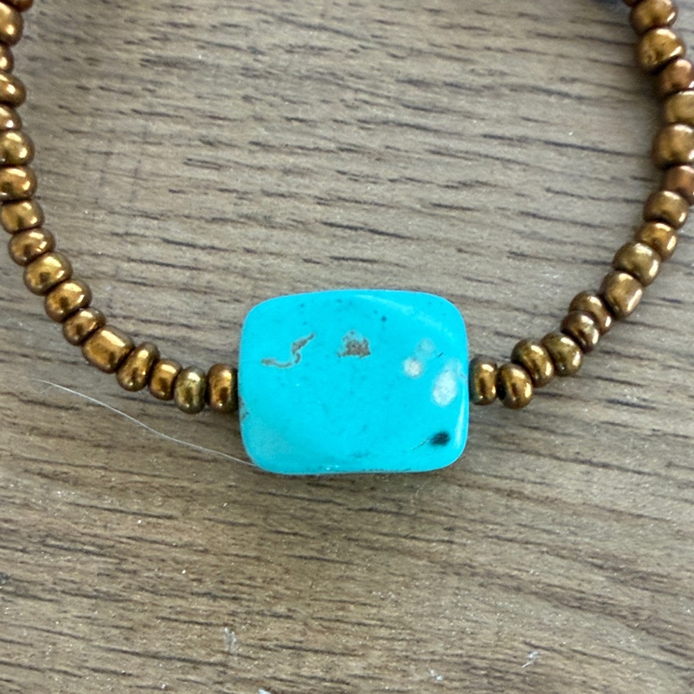 Turquoise and Bronze Beaded Bracelet - Picture 6 of 6